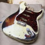 Franchin Mercury Heavy Relic ®  Alder S-Type Guitar Body 100% NITRO Vintage White over 3 Tone Sunburst 