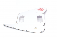 Weißes Non Reverse FB Schlagbrett für Mini Humbucker mit Toggle Switch Bohrung Red Logo passend für Firebird ® 