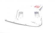 Weißes Non Reverse FB Schlagbrett für Mini Humbucker mit Schiebe Schalter Bohrung Red Logo passend für Firebird ® 