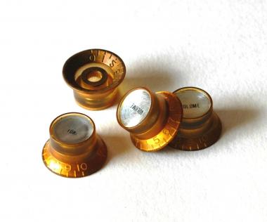 Aged Gold REFLECTOR Poti Knöpfe Set (4) - passend für Les Paul ® 