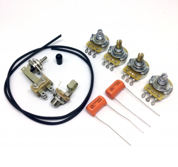 ES335 Elektronik Austausch Set bestehend aus CTS 500k Pots SPRAGUE 0.22mf Capacitors Switchcraft Toggle Switch und Input Jack Gavitt Kabel Schaltplan passend für Gibson ®  