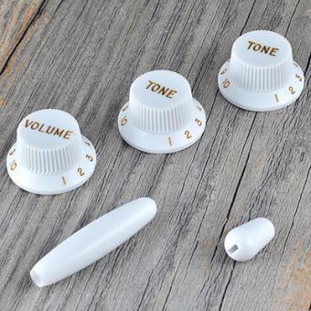 55 SC Knob Set New White Bakelite Gold Letters to fit Strat ®  