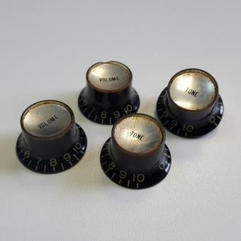 Aged BLACK REFLECTOR KnobS Set (4) to fit Les Paul ® 