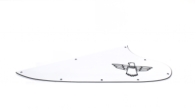 White Plain T Bird Pickguard 3 Ply Black Logo to fit Thunderbird ® 