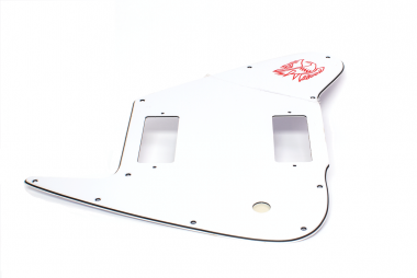 White Non Reverse FB Pickguard Mini HUM With Toggle Switch Hole Red Logo to fit Firebird ® 