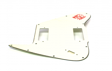 Ivory Non Reverse FB Schlagbrett für Mini Humbucker mit Schiebe Schalter Bohrung Red Logo passend für Firebird ® 