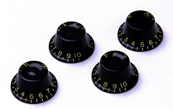 Montreux Top Hat Knob Set Black (4) ver.2 – Meets True Historic Demands – to fit Les Paul ®  